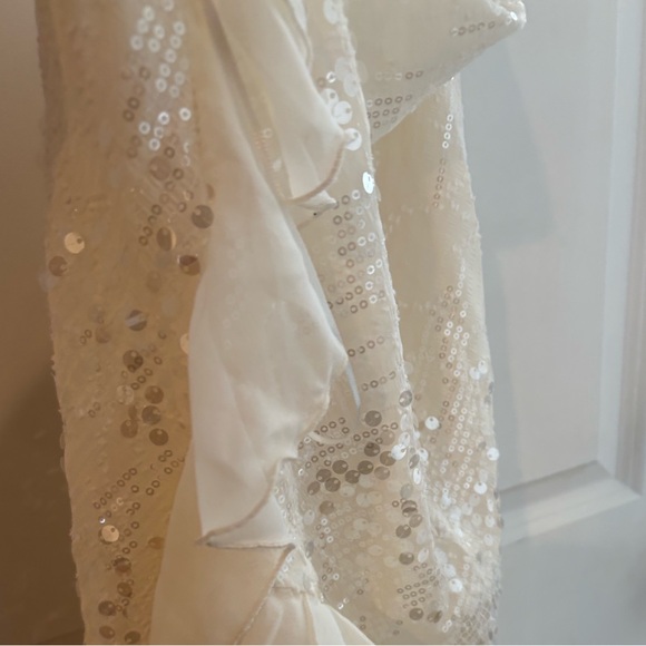 Zara White Sequin Ruffle Mini Dress - Picture 4 of 6